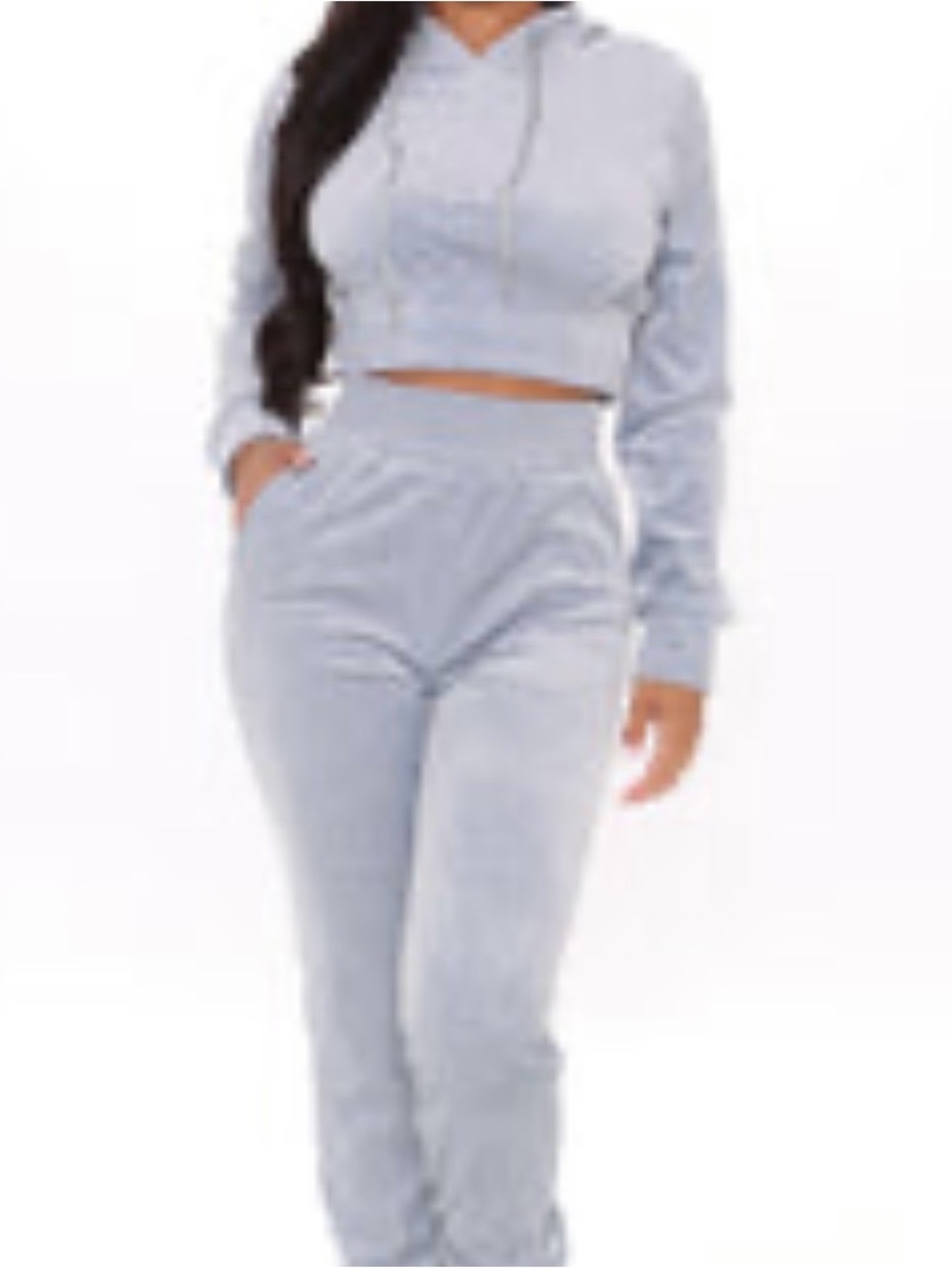 Cozy High-Waist Women's Jogger Pants set - Light Gray